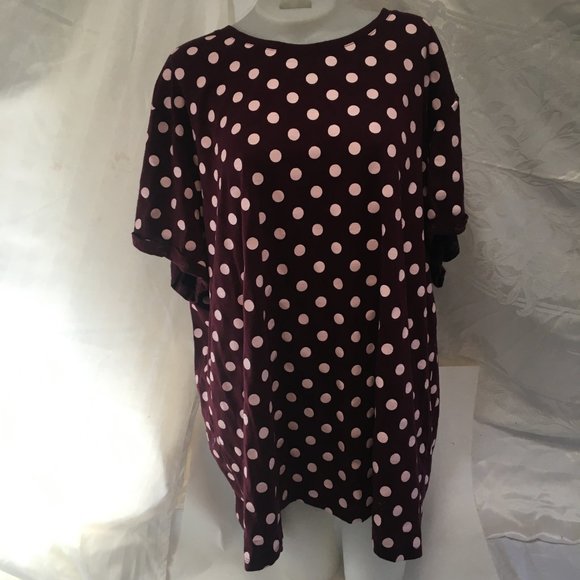 In Every Story T-Shirt Women's Size 5XL Polka Dot Purple Top Cotton Blend - Picture 6 of 11